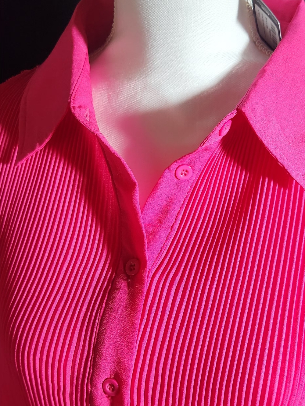 PrettyLittleThing Hot Pink Plisse Oversized Button Down Top NWT 8